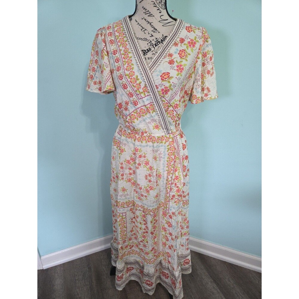 Hope springs V Neck Floral Print medium Dress Summer Beach Dress romantic